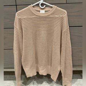 Farley Kershaw Open Knit Cotton Sweater in Light Beige Sz Small